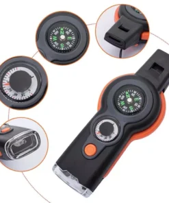 Multi-Purpose Outdoor Emergency Survival Tool with LED Light and Whistle