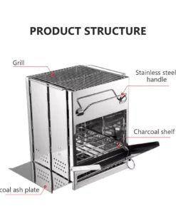 Compact Stainless Steel Folding Wood Stove – Portable BBQ Grill for Outdoor Adventures