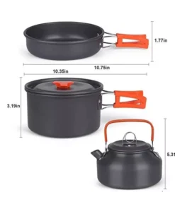 Portable Aluminum Camping Cookware Set – Nonstick Outdoor Cooking Gear for Hiking, Picnics & BBQ
