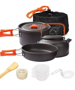 Portable Aluminum Camping Cookware Set – Nonstick Outdoor Cooking Gear for Hiking, Picnics & BBQ