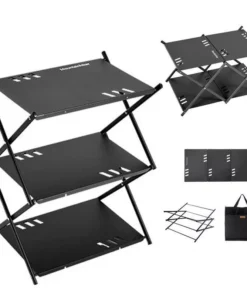 Multi-Level Portable Folding Camping Shelf – Aluminum Outdoor BBQ Table Rack