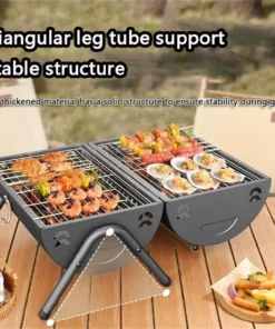 Portable Dual Cooking Area Charcoal Grill – Smoke-Free, Easy Carry BBQ for Outdoor Adventures
