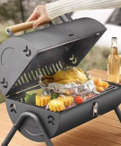 Portable Dual Cooking Area Charcoal Grill – Smoke-Free, Easy Carry BBQ for Outdoor Adventures