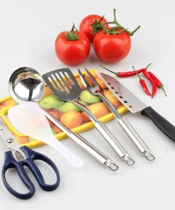 Compact 7-Piece Camping Kitchen Utensil Set with Portable Carrying Bag