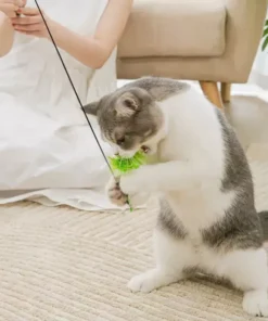 Interactive Feathered Bird Wand Toy with Suction Cup for Cats