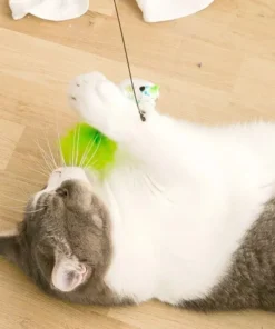 Interactive Feathered Bird Wand Toy with Suction Cup for Cats