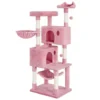 64” Multi-Level Pink Cat Tree Tower with Condos, Scratching Posts, and Hammock