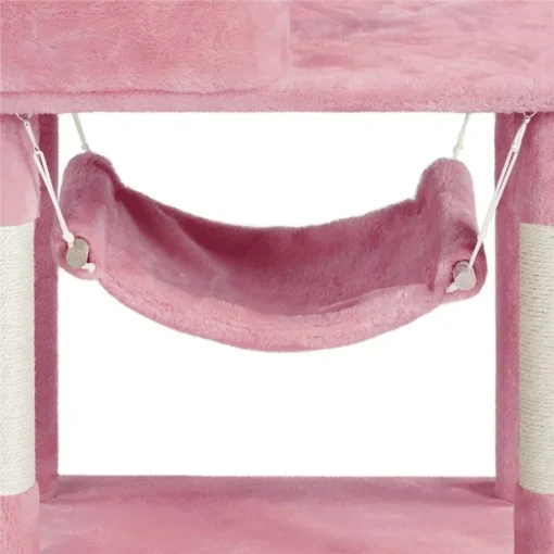 64” Multi-Level Pink Cat Tree Tower with Condos, Scratching Posts, and Hammock
