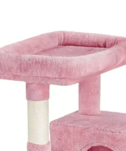 64” Multi-Level Pink Cat Tree Tower with Condos, Scratching Posts, and Hammock
