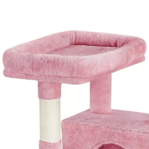 64” Multi-Level Pink Cat Tree Tower with Condos, Scratching Posts, and Hammock