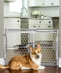 Adjustable Easy-Fit Plastic Pet Gate, 28-42″ Expandable – Ideal for Dogs and Cats