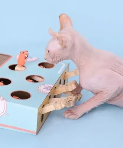 Multi-Hole Mice Puzzle Cat Toy with Scratcher & Grinder