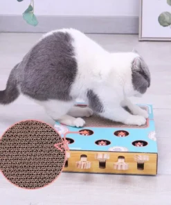 Multi-Hole Mice Puzzle Cat Toy with Scratcher & Grinder