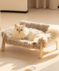 Mewoofun Plush Wooden Pet Bed