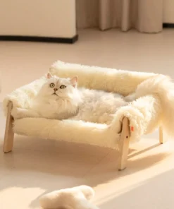 Mewoofun Plush Wooden Pet Bed