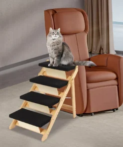 Multi-Purpose Wooden Pet Stairs & Ramp – 4-Level Design for Cats and Dogs