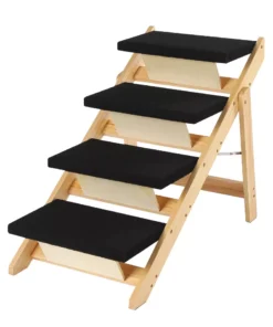 Multi-Purpose Wooden Pet Stairs & Ramp – 4-Level Design for Cats and Dogs