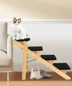 Multi-Purpose Wooden Pet Stairs & Ramp – 4-Level Design for Cats and Dogs