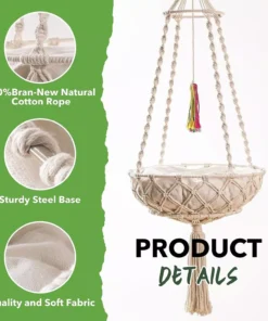 Bohemian Style Cotton Rope Cat Hammock with Tassel and Toy