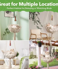 Bohemian Style Cotton Rope Cat Hammock with Tassel and Toy