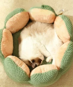 Cozy Petal-Themed Cotton Nest Bed for Cats and Small Dogs