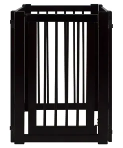 Elegant Espresso Hardwood Freestanding Pet Gate with Walk-Through Door
