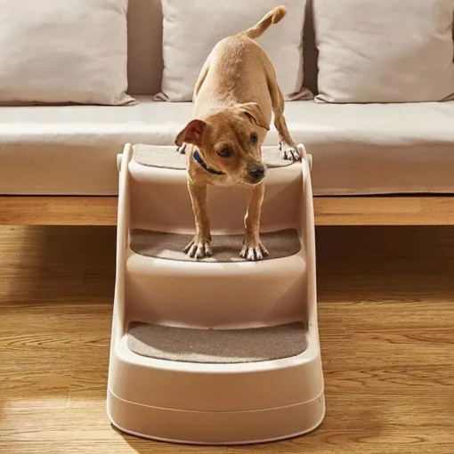 Compact Foldable Pet Stairs – 3-Step Non-Slip Safety Ramp for Dogs & Cats