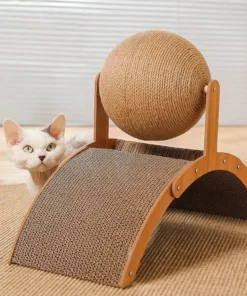 Deluxe Wooden Cat Scratcher with Sisal Ball