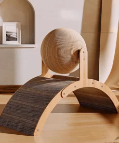 Deluxe Wooden Cat Scratcher with Sisal Ball