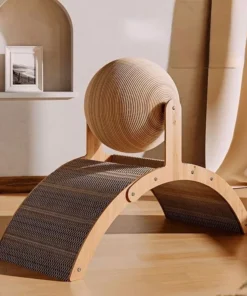 Deluxe Wooden Cat Scratcher with Sisal Ball
