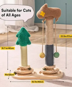 Multi-functional Cat Scratch Post with 3-Tier Track