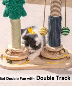 Multi-functional Cat Scratch Post with 3-Tier Track