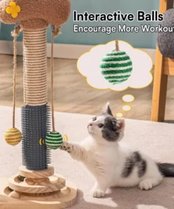Multi-functional Cat Scratch Post with 3-Tier Track