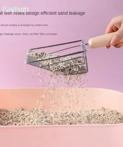 Durable Cat Litter Scoop with Wooden Handle