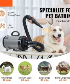 High-Efficiency 2000W Pet Hair Dryer with Adjustable Speed & Temperature Control