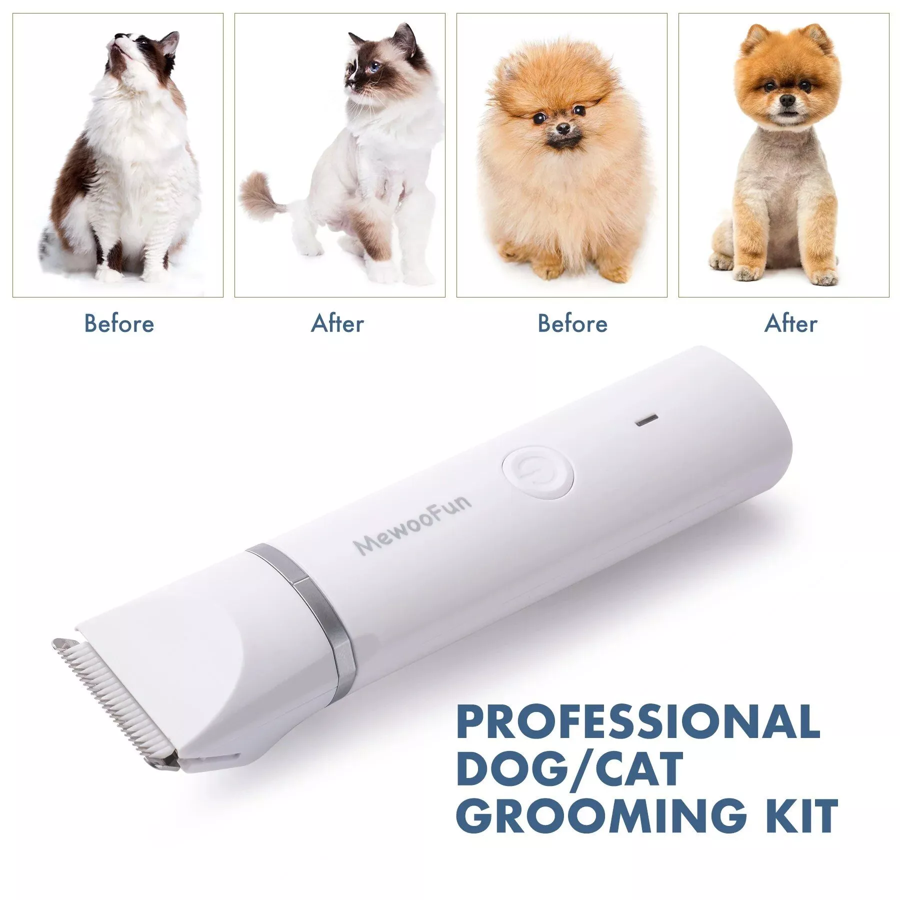 Mewoofun 4 in 1 Pet Electric Hair Trimmer with 4 Blades
