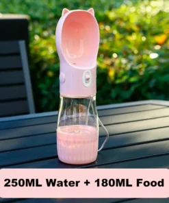 Portable 2-in-1 Dog & Cat Water Bottle and Food Dispenser