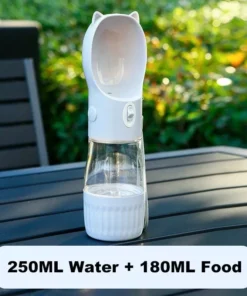 Portable 2-in-1 Dog & Cat Water Bottle and Food Dispenser
