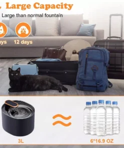 3L Smart Cat Water Fountain with Motion Sensor & LED Light