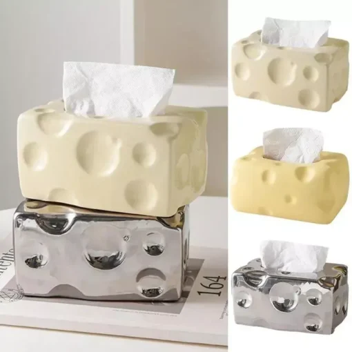 Cheese-Themed Ceramic Tissue Box – Cute and Practical Home Accessory