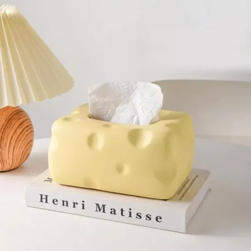 Cheese-Themed Ceramic Tissue Box – Cute and Practical Home Accessory