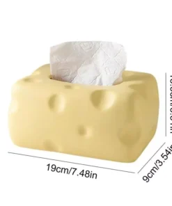 Cheese-Themed Ceramic Tissue Box – Cute and Practical Home Accessory