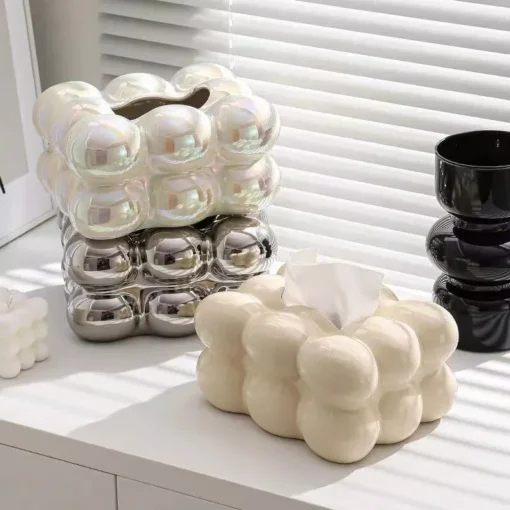 Elegant Porcelain Tissue Box – Modern Home Decor for Living Room and Bedroom