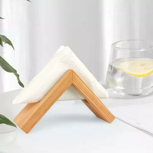 Elegant Wooden Napkin Holder – Decorative Tabletop Napkin Stand for Home & Picnic