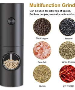 Electric Salt & Pepper Grinder Set with LED & Adjustable Coarseness