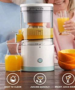 Compact USB Rechargeable Electric Juicer – Stainless Steel Blade, Multi-Fruit Capability, Easy Clean