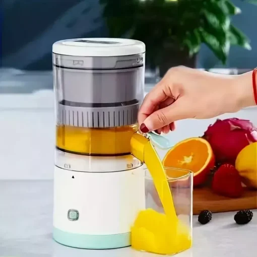 Compact USB Rechargeable Electric Juicer – Stainless Steel Blade, Multi-Fruit Capability, Easy Clean