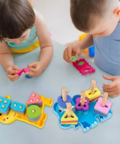 Wooden Animal Shape Puzzle & Stacking Toy for Kids’ Development