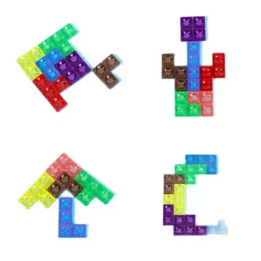 Kids’ 3D Beech Wood Tetris Puzzle Blocks