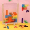 Kids’ 3D Beech Wood Tetris Puzzle Blocks